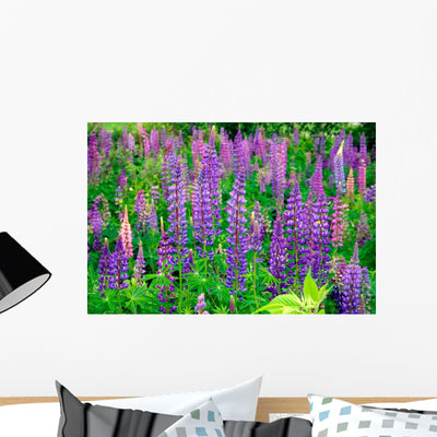 Lupin Foxglove Flowers Wall Decal shown on a wall