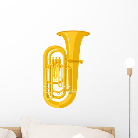 Colored Flat Style Tuba Wall Decal