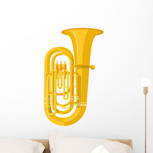 Colored Flat Style Tuba Wall Decal