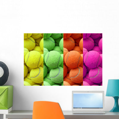 Exotic Color Tennis Ball Wall Decal shown on a wall