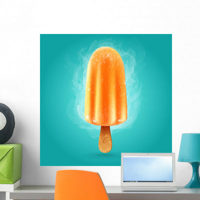 Orange Ice Wall Decal shown on a wall