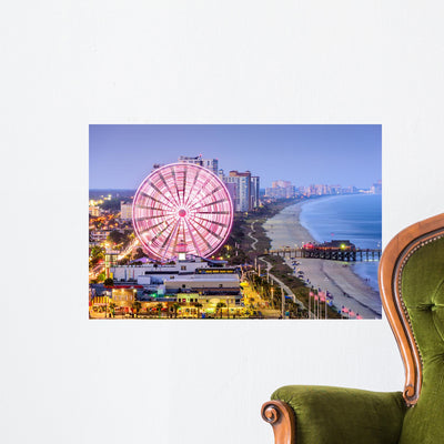 Myrtle Beach Skyline Wall Decal shown on a wall