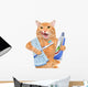 Brushing teeth cat. Wall Decal