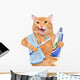 Brushing teeth cat. Wall Decal