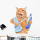 Brushing teeth cat. Wall Decal