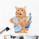 Brushing teeth cat. Wall Decal