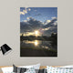 田んぼに映る夕日 Wall Mural