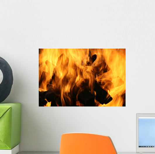 Flames Consuming Wood Wall Decal
