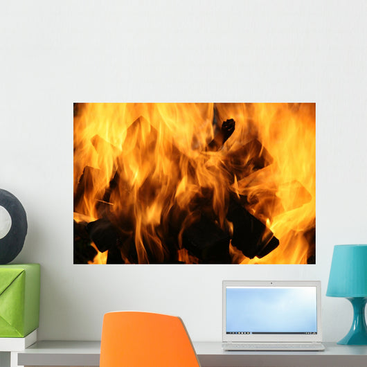 Flames Consuming Wood Wall Decal