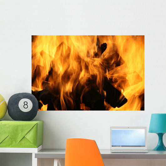 Flames Consuming Wood Wall Decal