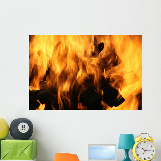 Flames Consuming Wood Wall Decal