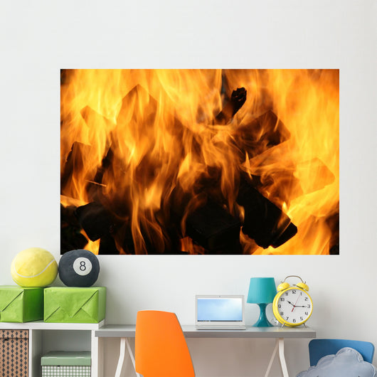 Flames Consuming Wood Wall Decal