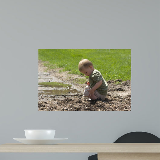 Toddler Playing Mud after Wall Decal