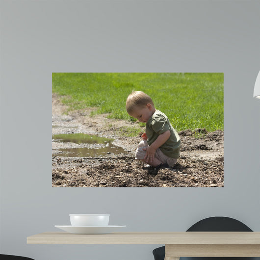 Toddler Playing Mud after Wall Decal