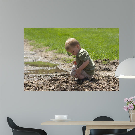 Toddler Playing Mud after Wall Decal