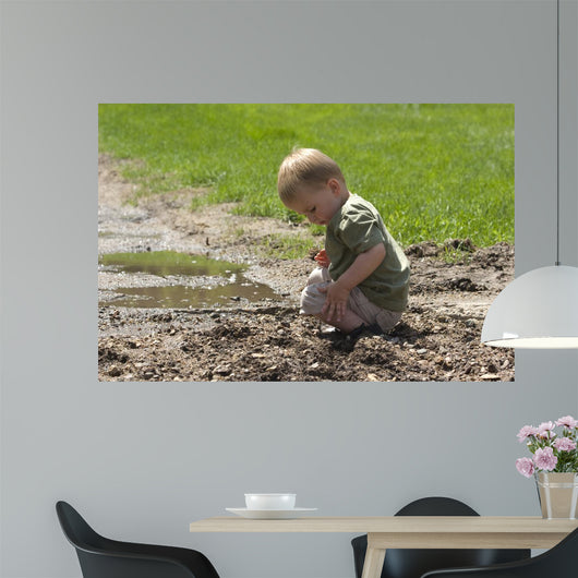 Toddler Playing Mud after Wall Decal