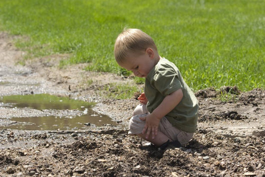 Toddler Playing Mud after Wall Decal
