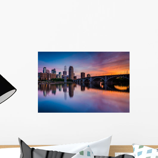 Sunset over Minneapolis Skyline Wall Decal