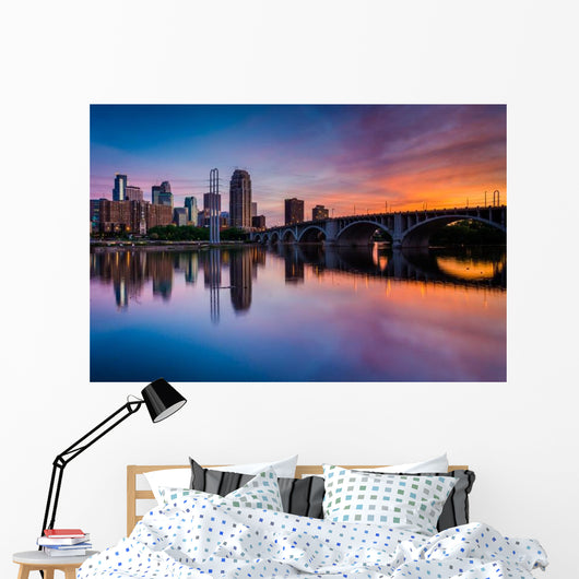 Sunset over Minneapolis Skyline Wall Decal