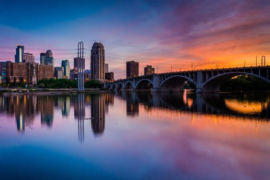 Sunset over Minneapolis Skyline Wall Decal