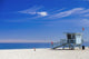 Lifeguard station with american flag on Hermosa beach, instagram Wall Mural