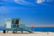 Lifeguard station with american flag on Hermosa beach Wall Mural