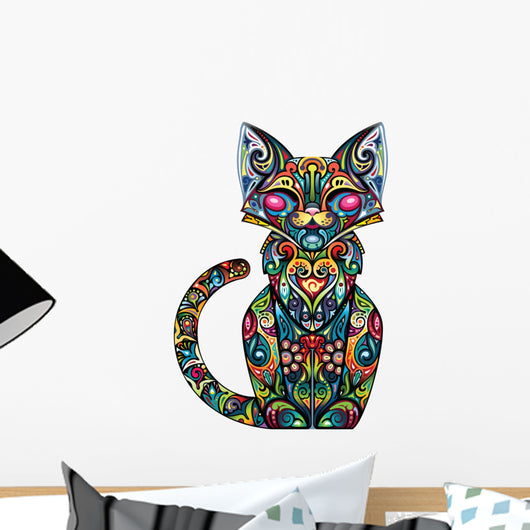Colorful Fancy Cat Wall Decal