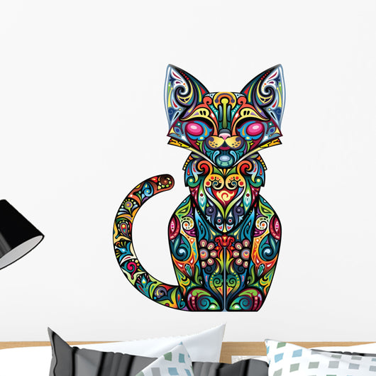 Colorful Fancy Cat Wall Decal