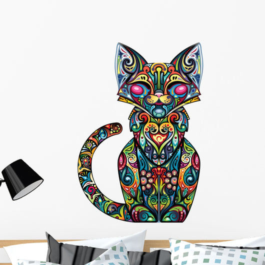 Colorful Fancy Cat Wall Decal