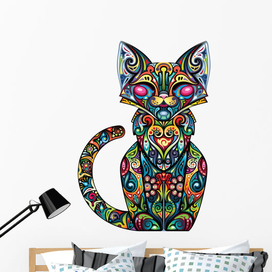 Colorful Fancy Cat Wall Decal