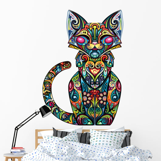 Colorful Fancy Cat Wall Decal