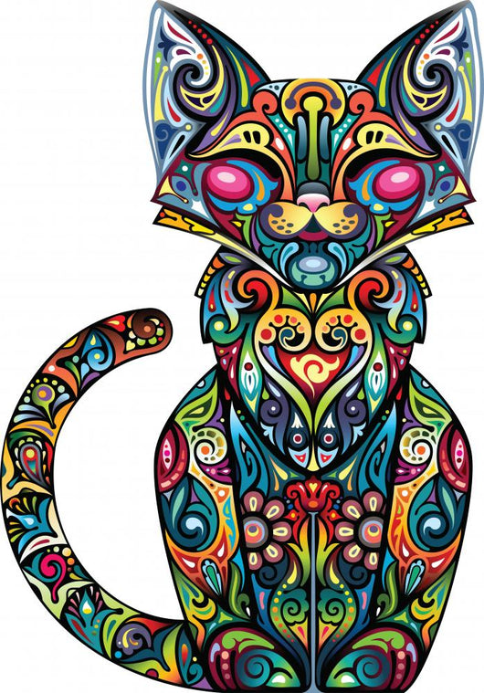 Colorful Fancy Cat Wall Decal