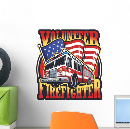 Vintage Firefighter Emblem Wall Decal