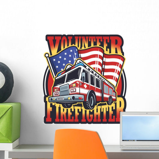 Vintage Firefighter Emblem Wall Decal