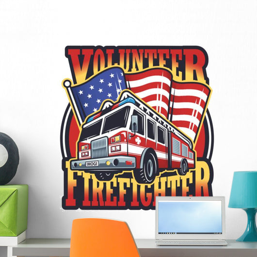 Vintage Firefighter Emblem Wall Decal