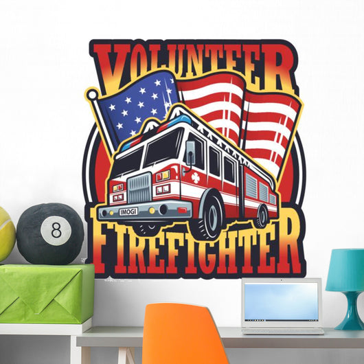 Vintage Firefighter Emblem Wall Decal