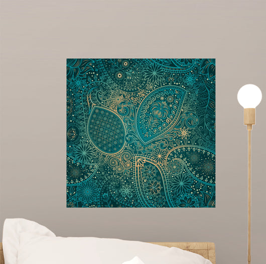 Vintage Floral Motif Ethnic Wall Decal