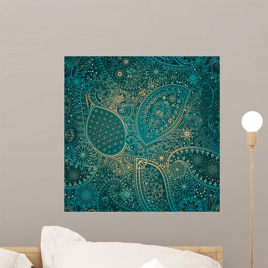 Vintage Floral Motif Ethnic Wall Decal
