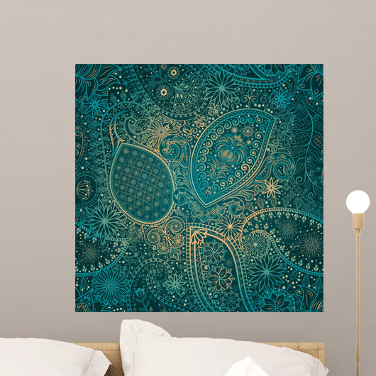 Vintage Floral Motif Ethnic Wall Decal