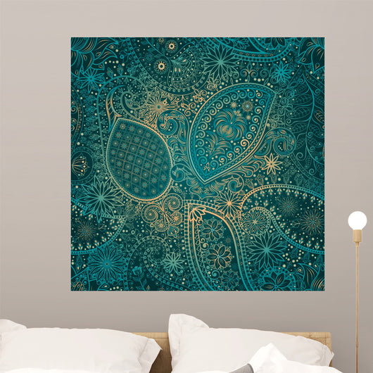 Vintage Floral Motif Ethnic Wall Decal