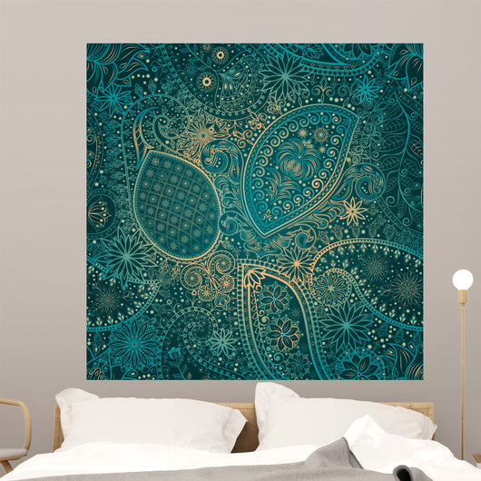 Vintage Floral Motif Ethnic Wall Decal