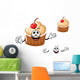 Funny Cherry Cupcake Character Wall Decal Sticker Set