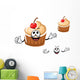 Funny Cherry Cupcake Character Wall Decal Sticker Set