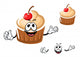 Funny Cherry Cupcake Character Wall Decal Sticker Set
