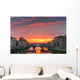 Arno and Ponte Vecchio at sunset, Florence, Italy Wall Mural