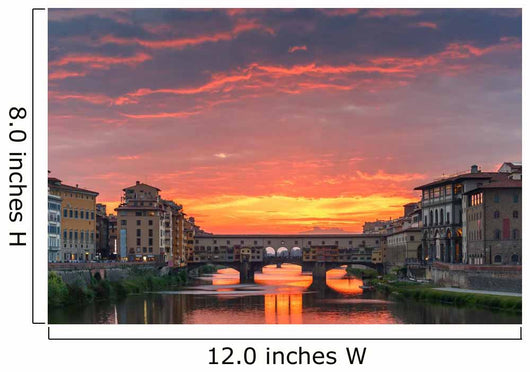 Arno and Ponte Vecchio at sunset, Florence, Italy Wall Mural
