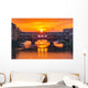 Arno and Ponte Vecchio at sunset, Florence, Italy Wall Mural