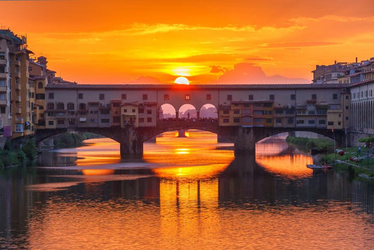 Arno and Ponte Vecchio at sunset, Florence, Italy Wall Mural