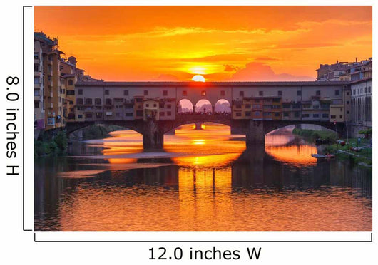 Arno and Ponte Vecchio at sunset, Florence, Italy Wall Mural