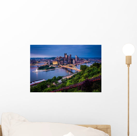 Evening Pittsburgh from Top Wall Decal